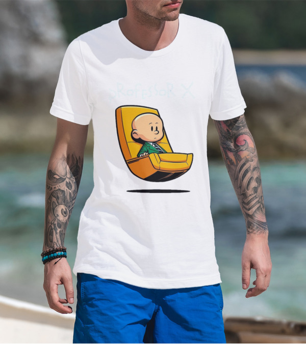 Professor X Cartoon Style In Yellow Chair T-Shirt