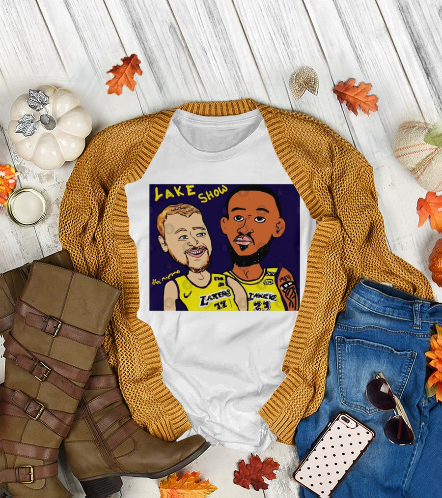 LeBron James and Luka Dončić Lake Show Lakers Cartoon Art 23 77 T-Shirt