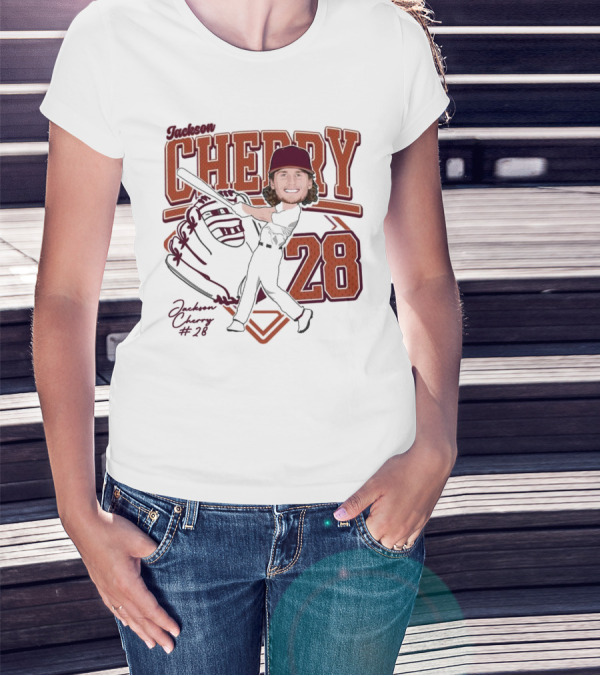 Cherry Baseball Jackson #28 Player Portrait 2025 T-Shirt