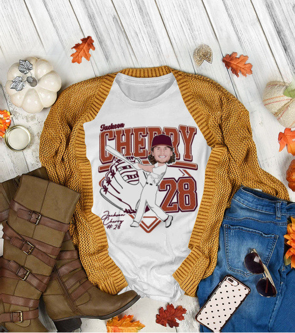 Cherry Baseball Jackson #28 Player Portrait 2025 T-Shirt