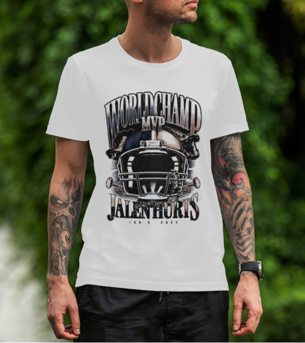 World Champ MVP Helmet Jalen Hurts Feb 9 2025 T-Shirt