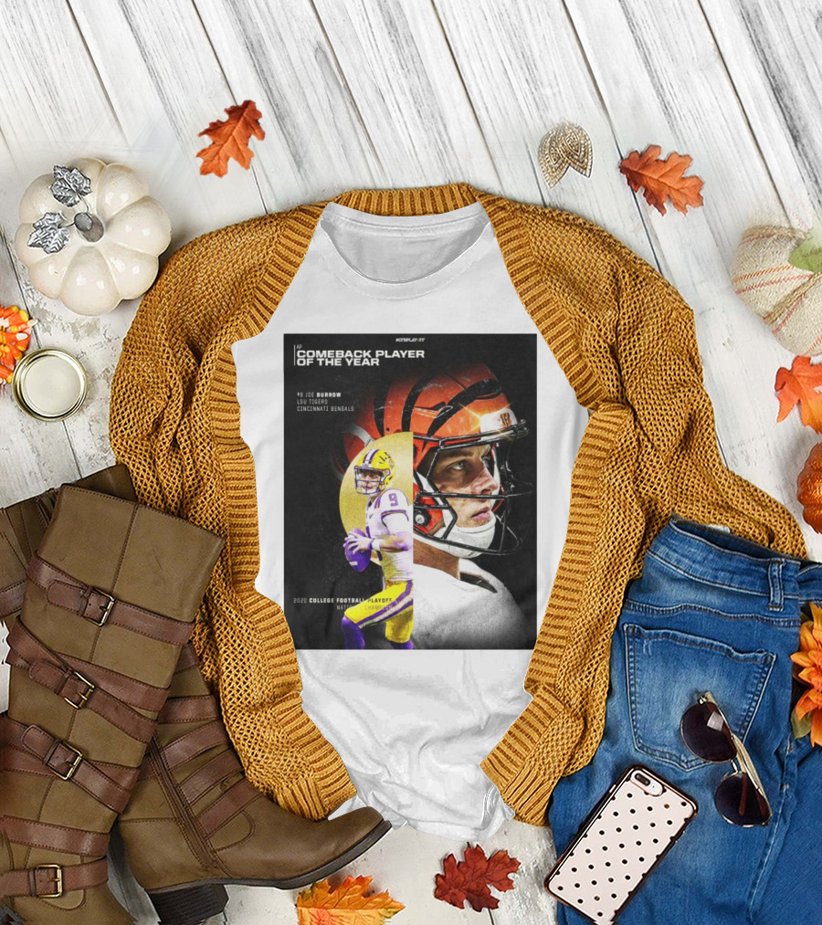 AP Comeback Player of the Year Joe Burrow LSU Tigers Cincinnati Bengals 2020 College Football Playoff National Champion T-Shirt