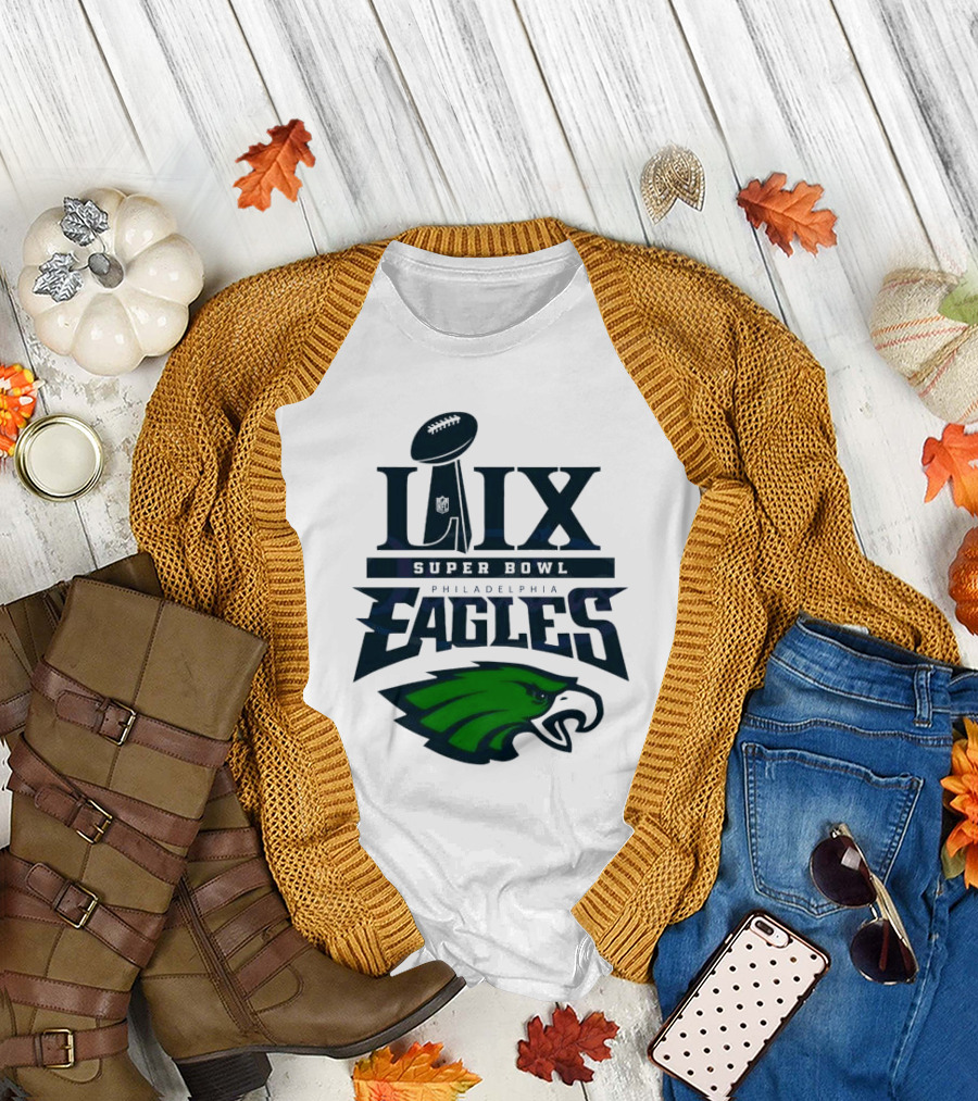 LIX Super Bowl Philadelphia Eagles Trophy and Logo T-Shirt