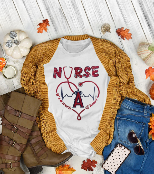 Los Angeles Angels Nurse Heartbeat Stethoscope 2025 Appreciation Night Baseball T-Shirt