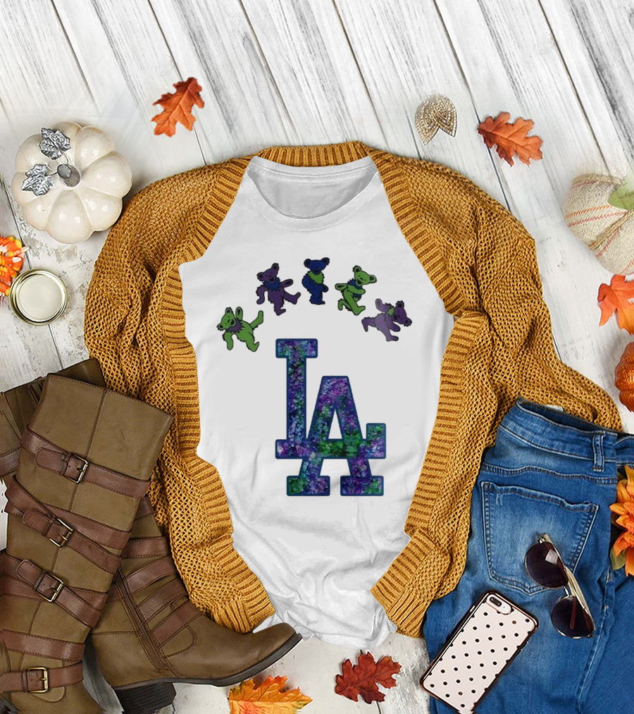 Los Angeles Dodgers Grateful Dead Night 2025 LA Logo Dancing Bears T-Shirt