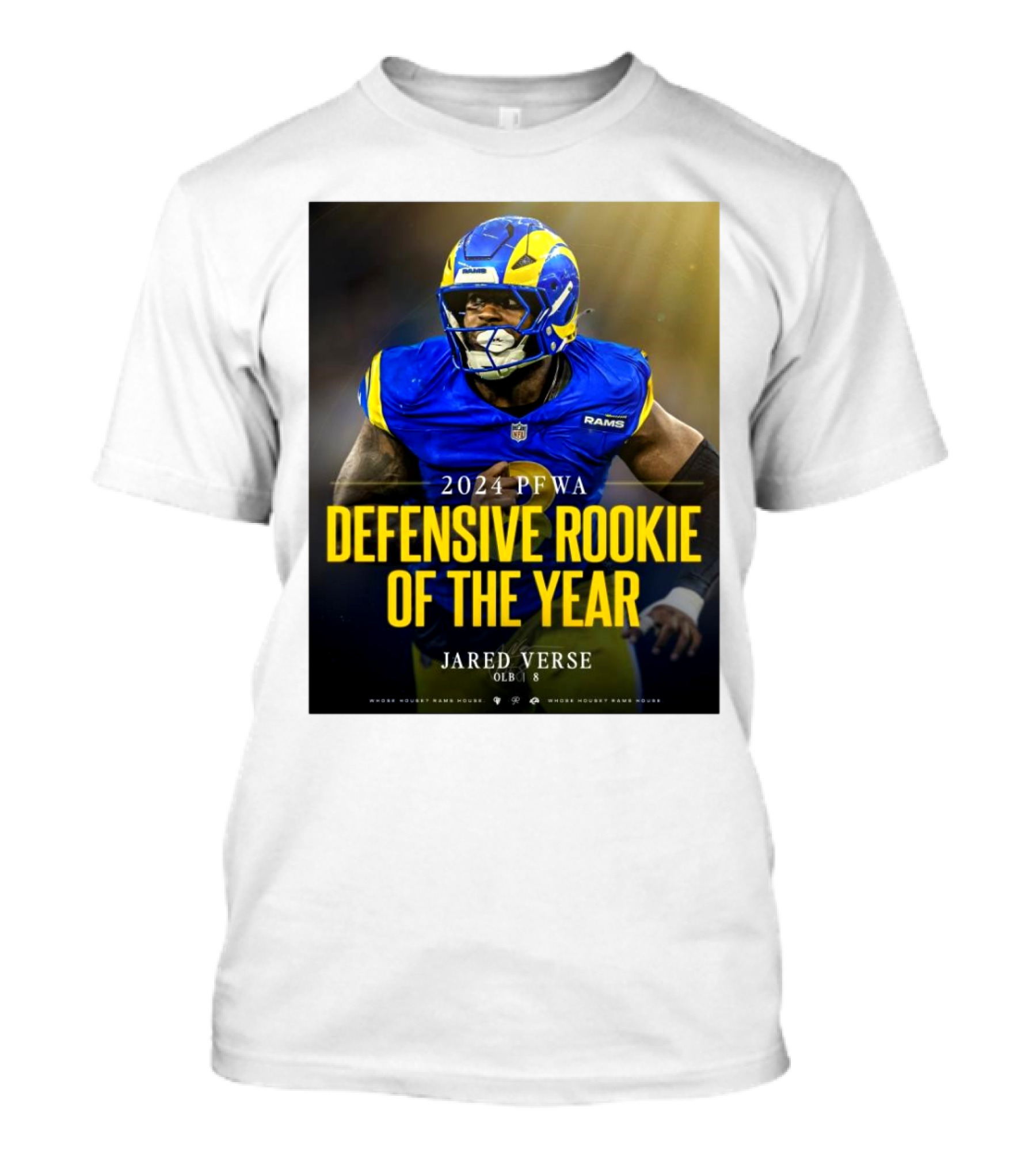 Los Angeles Rams Jared Verse 2024 PFWA Defensive Rookie Of The Year T-Shirt