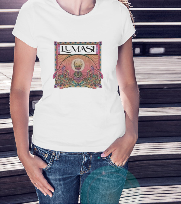 Lumasi Psychedelic Sun And Moon With Floral Elements T-Shirt