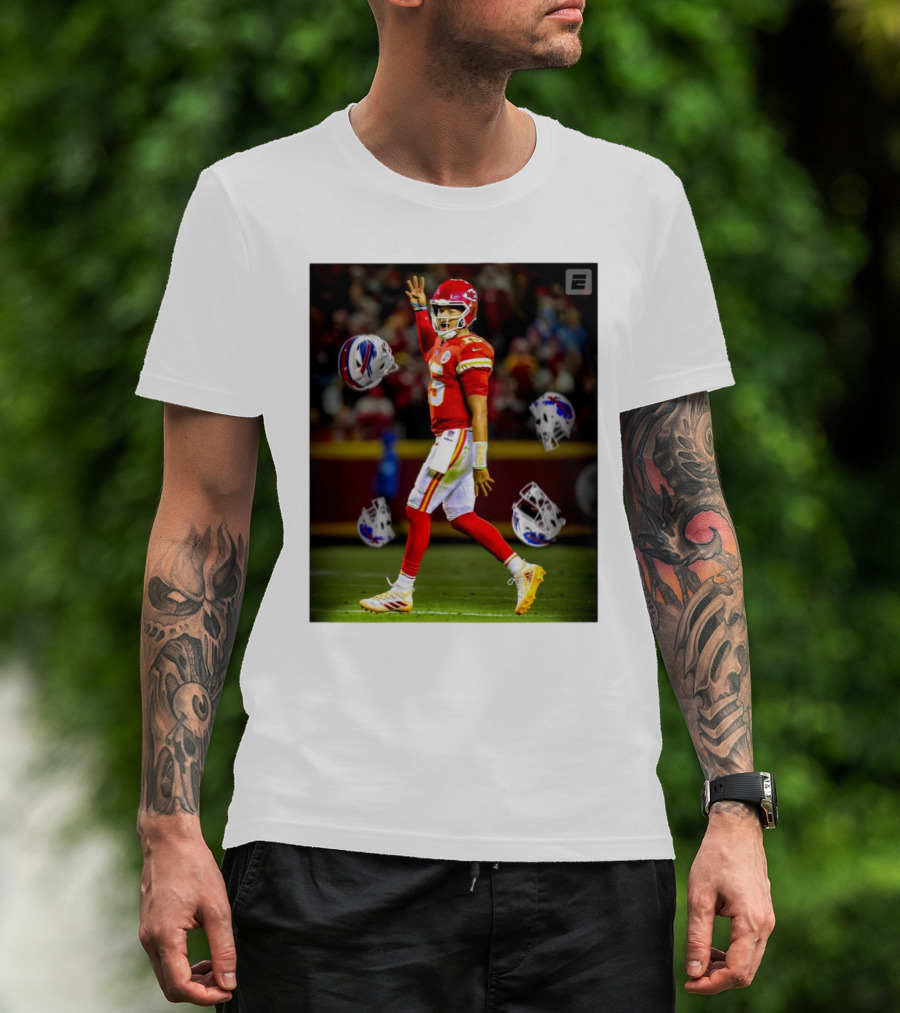 Chiefs Mahomes Dominates Playoffs Against Bills Allen 4-0 Record T-Shirt