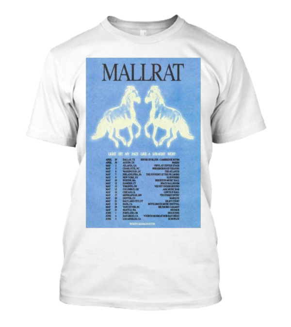 Mallrat Tour 2025 Light Hit My Face Like A Straight Right April May June T-Shirt