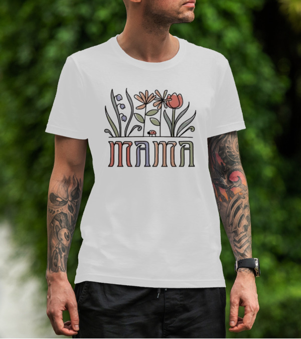 Mama Flower Garden With Ladybug Mother's Day T-Shirt
