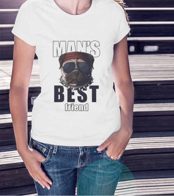 Man's Best Friend Bulldog With Bandana And Sunglasses T-Shirt