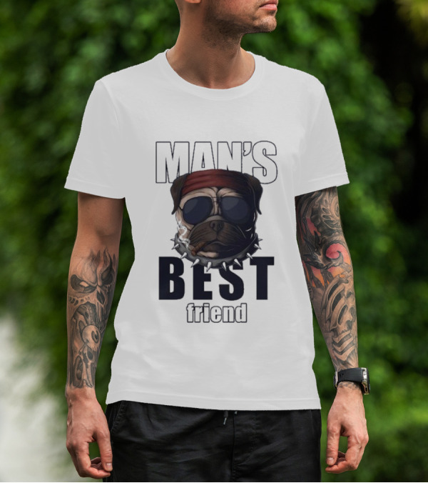 Man's Best Friend Bulldog With Bandana And Sunglasses T-Shirt