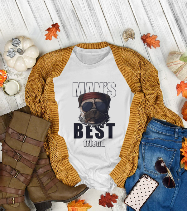 Man's Best Friend Bulldog With Bandana And Sunglasses T-Shirt