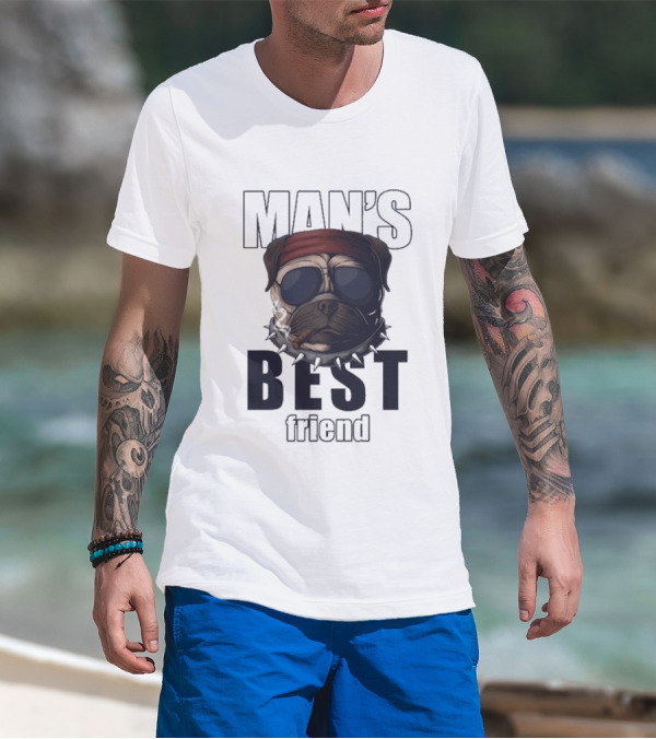 Man's Best Friend Bulldog With Bandana And Sunglasses T-Shirt