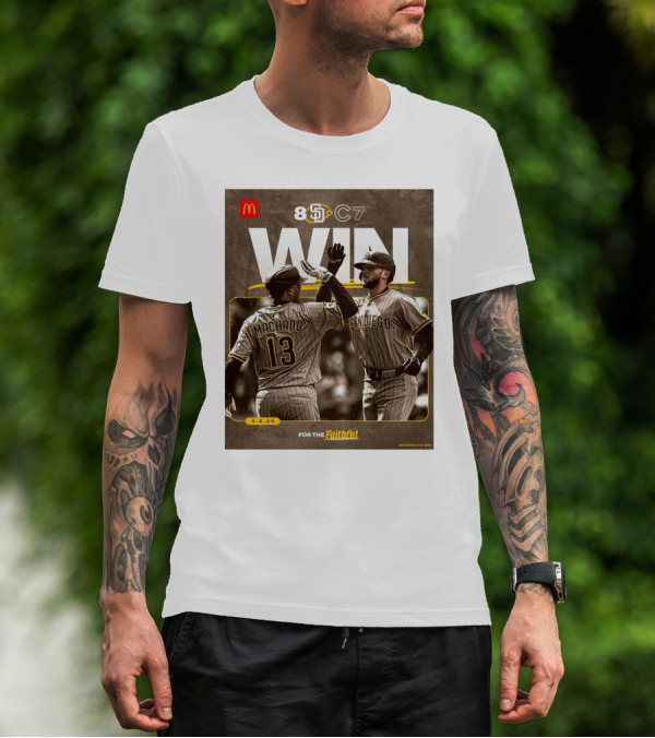 San Diego Padres Win Over Chicago Cubs 8-7 Manny Machado Jackson Merrill 4.6.25 T-Shirt