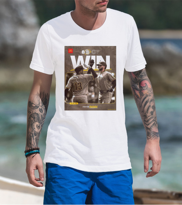 San Diego Padres Win Over Chicago Cubs 8-7 Manny Machado Jackson Merrill 4.6.25 T-Shirt