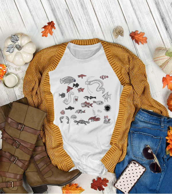 Marine Life Crustaceans And Fish Collection T-Shirt