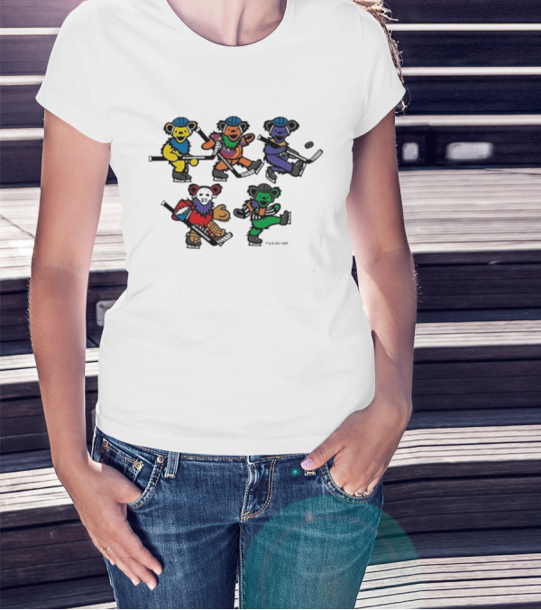 Market Sherwood Grateful Dead Dancing Bears Colorful Collaboration T-Shirt