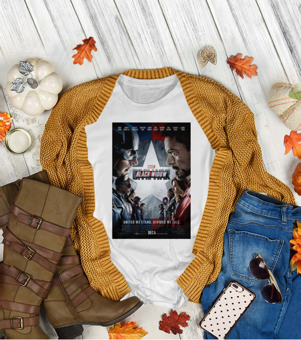 Marvel Black Widow Civil War United We Stand Divided We Fall Dec 6 T-Shirt