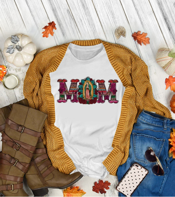 Mexico Mom Latin Culture Virgin Mary Roses Catholic Mama T-Shirt