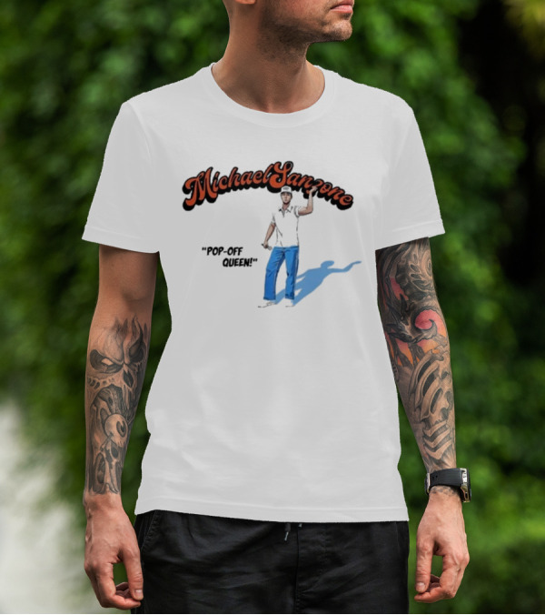 Michael Sanzone Pop-Off Queen Live On Tour Europe Blue Pants Black T-Shirt