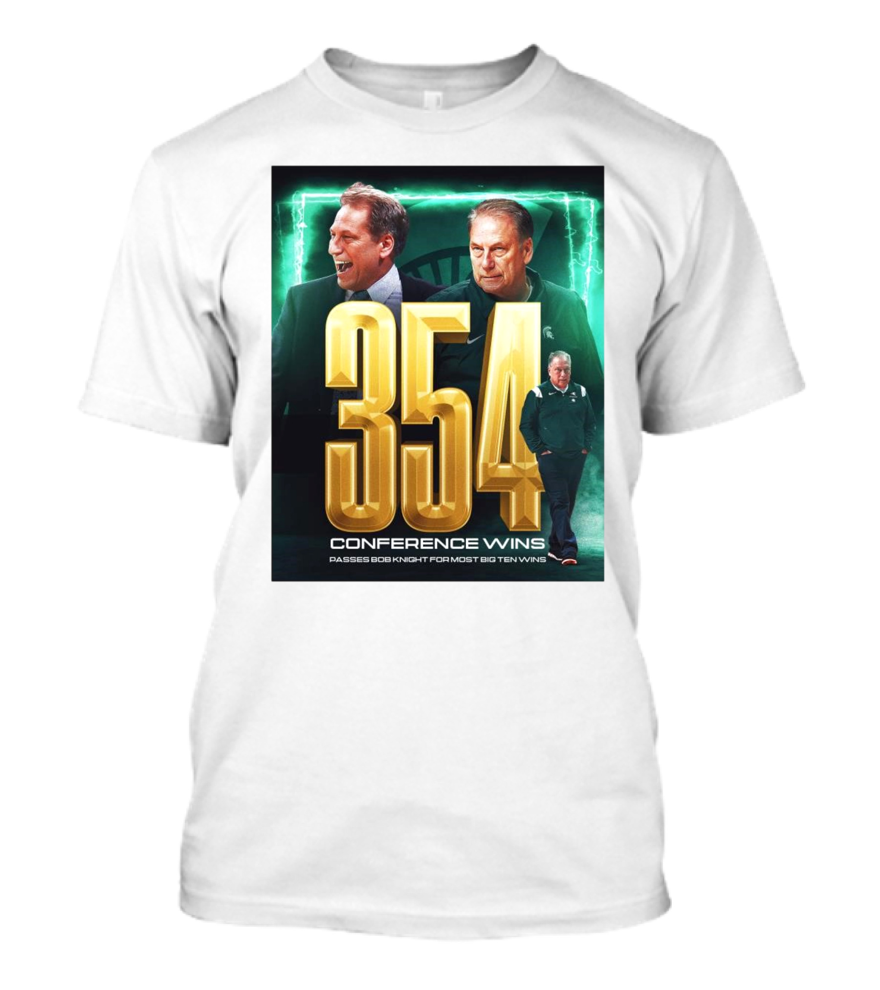 Michigan State Spartans Tom Izzo 354 Conference Wins Passes Bob Knight Most Big Ten Wins T-Shirt