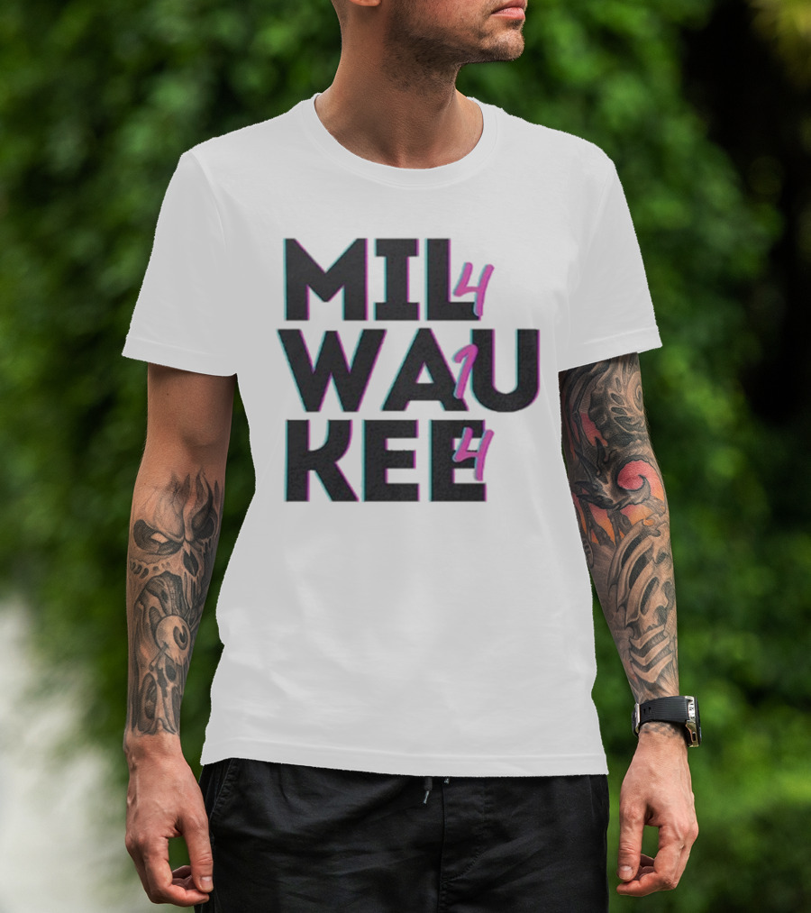 Milwaukee 414 Vintage Neon Typography Bold Statement T-Shirt
