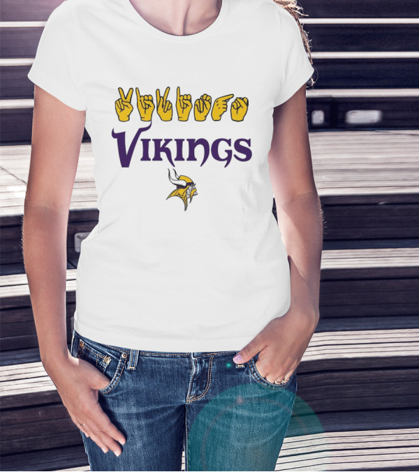 Minnesota Vikings NFL ASL Love Sign American Sign Language T-Shirt