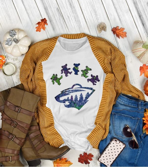 Minnesota Wild NHL Grateful Dead Night 2025 Dancing Bears Hockey T-Shirt