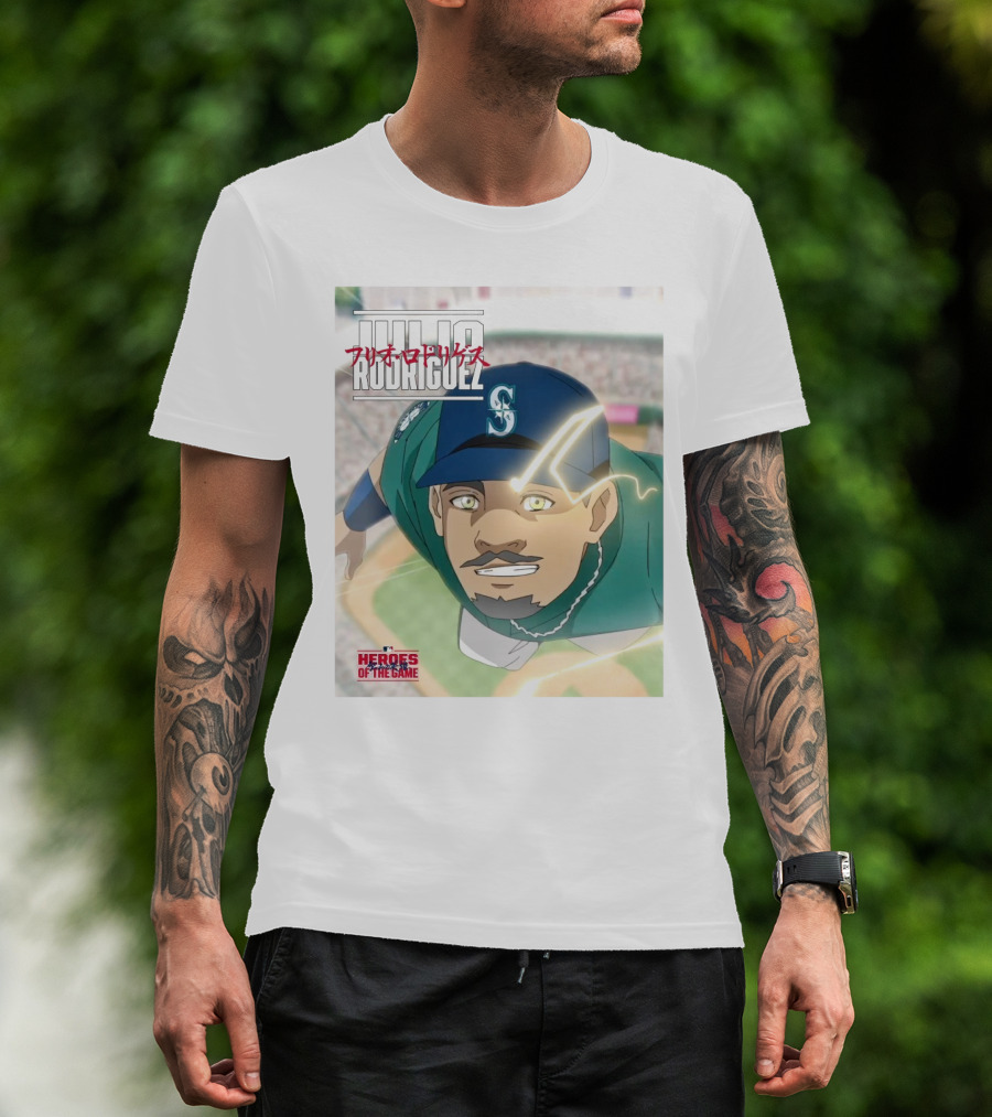 Seattle Mariners Julio Rodriguez Anime Heroes Of The Game MLB J-Rod T-Shirt