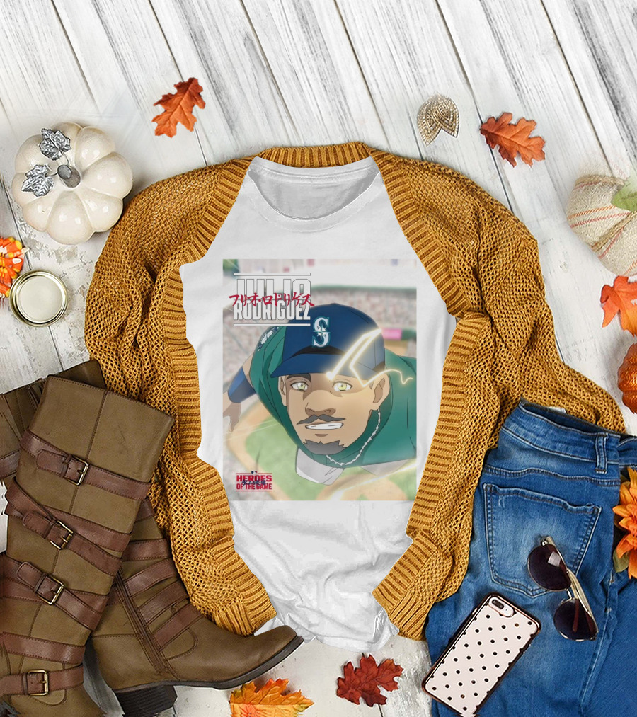 Seattle Mariners Julio Rodriguez Anime Heroes Of The Game MLB J-Rod T-Shirt