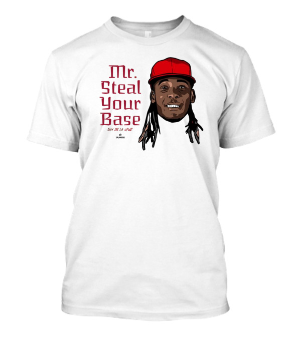 Mr Steal Your Base Elly De La Cruz Red Cap Portrait T-Shirt