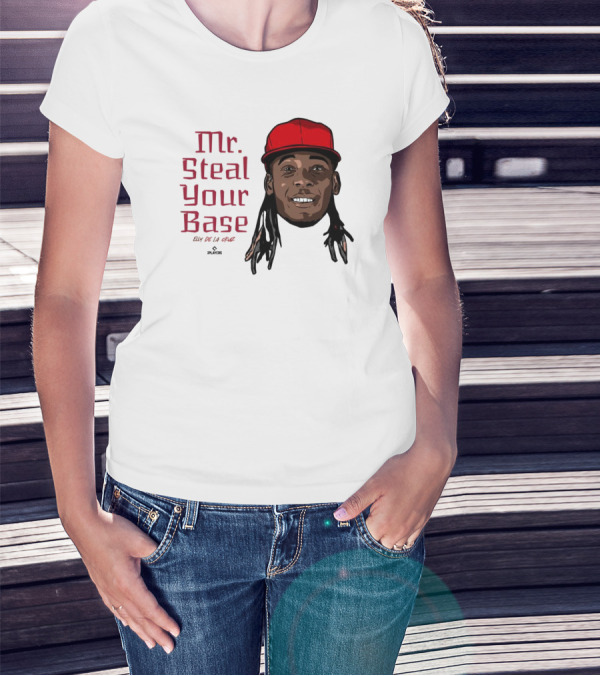 Mr Steal Your Base Elly De La Cruz Red Cap Portrait T-Shirt