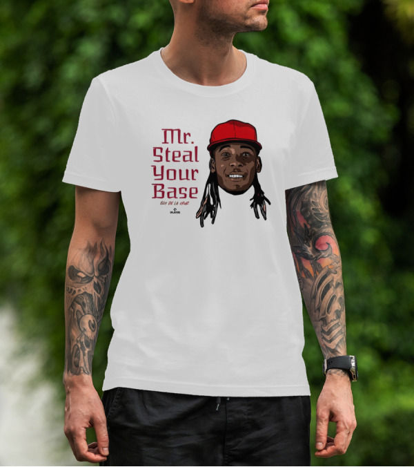 Mr Steal Your Base Elly De La Cruz Red Cap Portrait T-Shirt