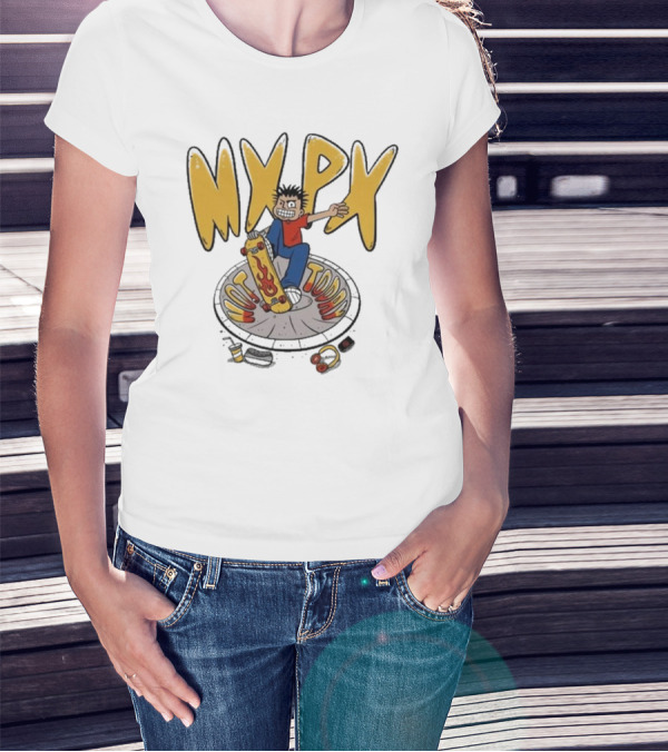 MXPX Today I'm Easy Skateboard Character With Flame Deck T-Shirt
