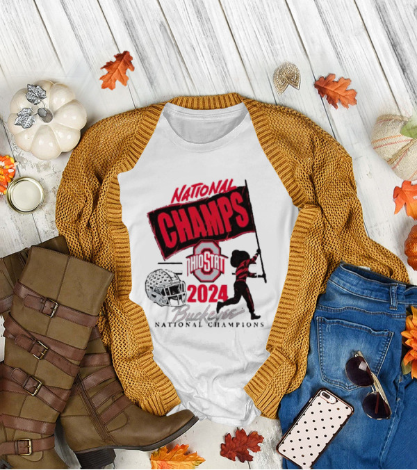 National Champs Ohio State 2024 Brutus Flag Wave T-Shirt