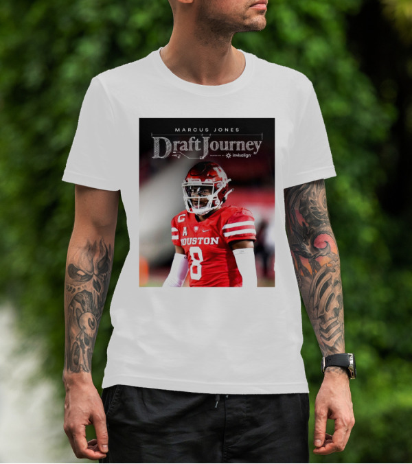 Marcus Jones New England Patriots NFL Draft Journey Houston Football T-Shirt