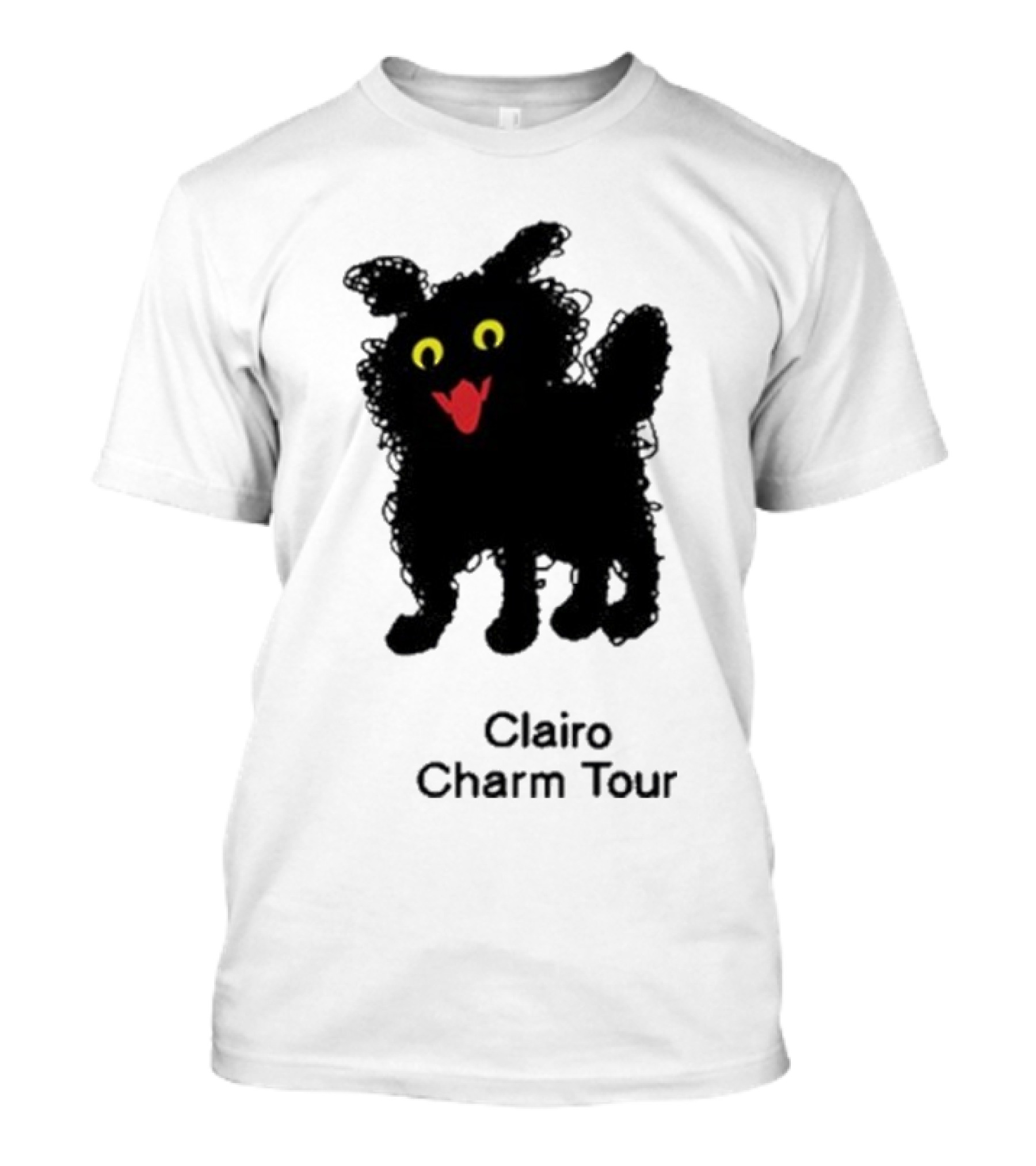 Clairo Charm Tour Cat Yellow Eyes Red Mouth Black Silhouette T-Shirt