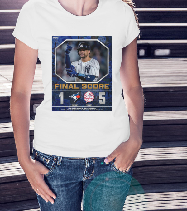 Toronto Blue Jays 1 New York Yankees 5 Final Score Top Performer J.C. Escarra 2-for-4 RBI Single First Major-League Home Run 2 RBI T-Shirt