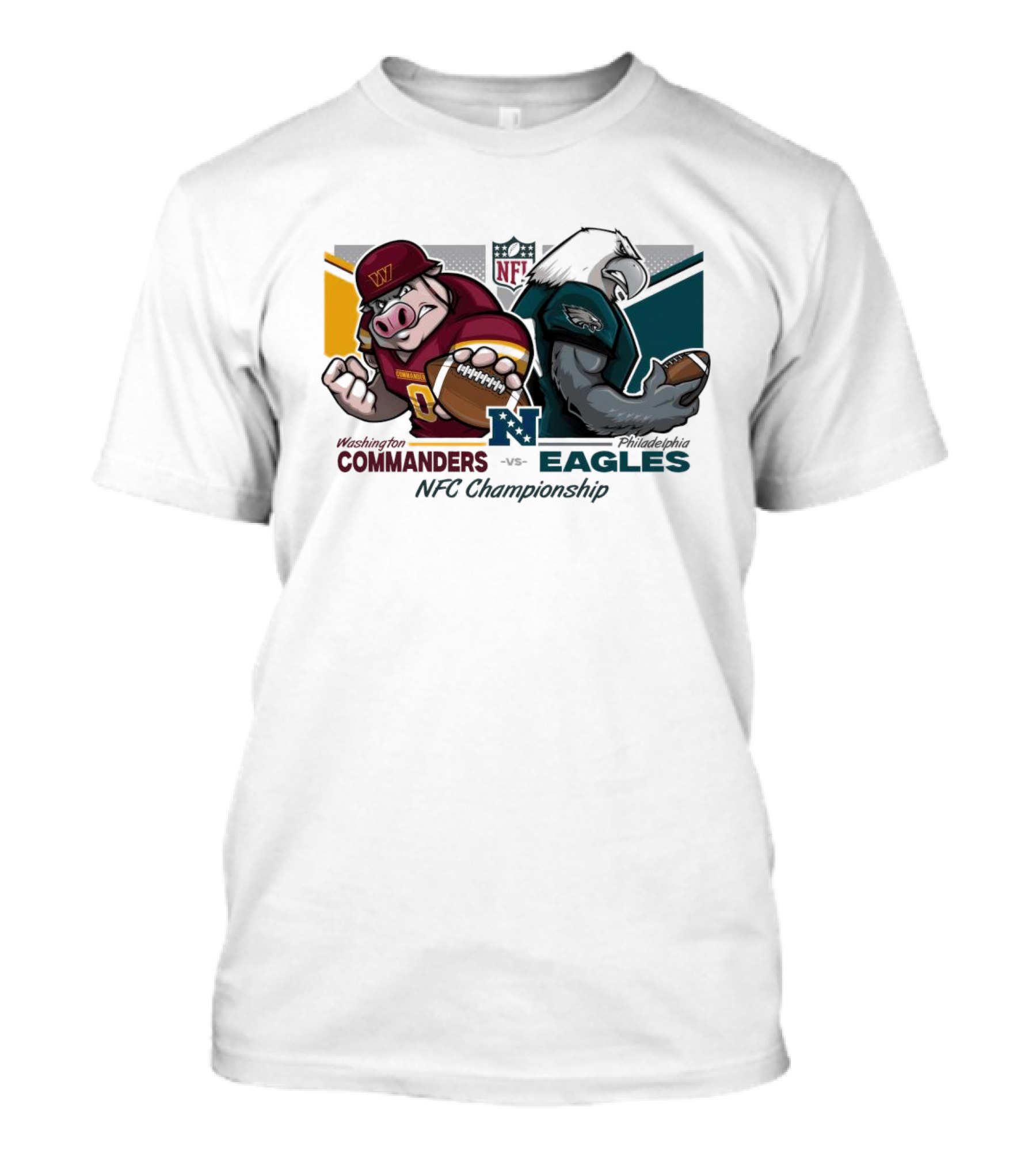Washington Commanders Vs Philadelphia Eagles NFC Championship January 26 2025 Mascots Showdown T-Shirt