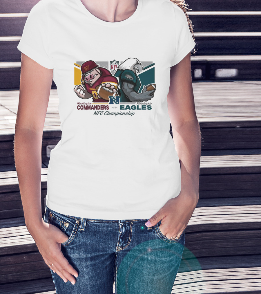 Washington Commanders Vs Philadelphia Eagles NFC Championship January 26 2025 Mascots Showdown T-Shirt