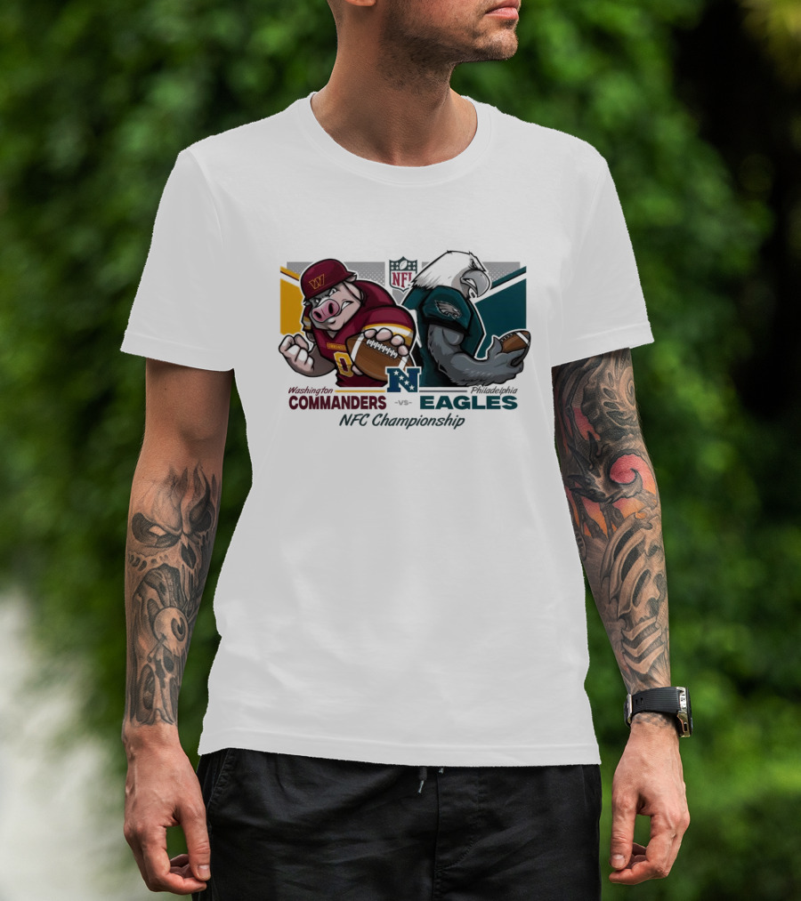 Washington Commanders Vs Philadelphia Eagles NFC Championship January 26 2025 Mascots Showdown T-Shirt
