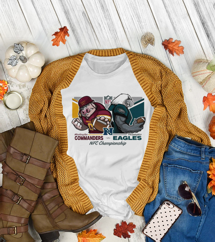 Washington Commanders Vs Philadelphia Eagles NFC Championship January 26 2025 Mascots Showdown T-Shirt
