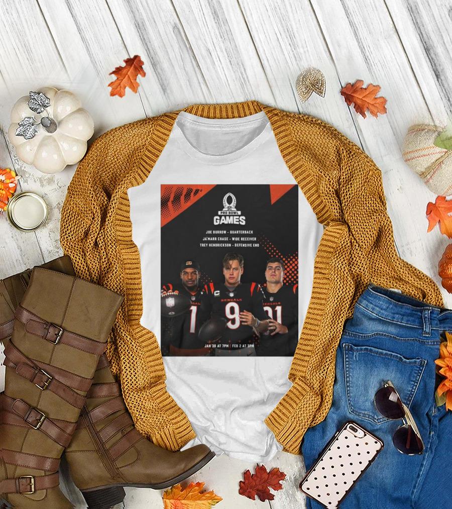 Pro Bowl Games 2025 Joe Burrow Ja’marr Chase Trey Hendrickson Jan 30 Feb 2 Bengals NFL T-Shirt