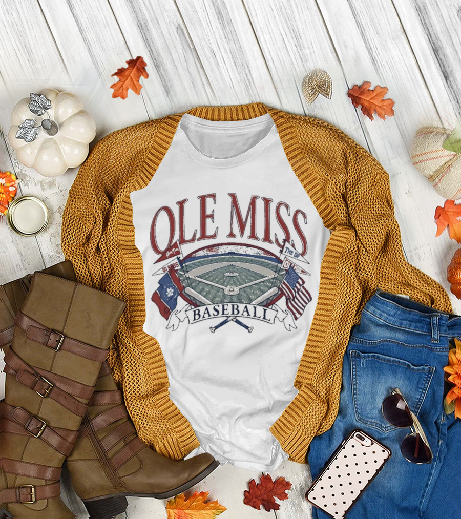 Ole Miss Baseball Fanbase Home Field Flags T-Shirt