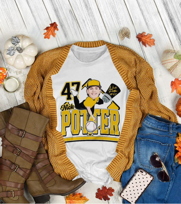Nick Potter 47 Baseball Illustration With Character In Yellow And Black T-Shirt