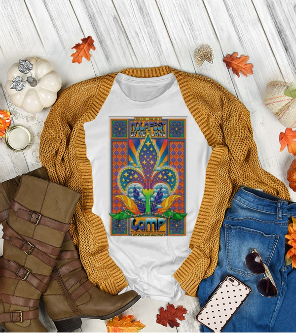 Nolafest By The Lake Lamp Cedar Lake NJ April 26 2025 Fleming Fleur-de-Lis Psychedelic Art Style T-Shirt