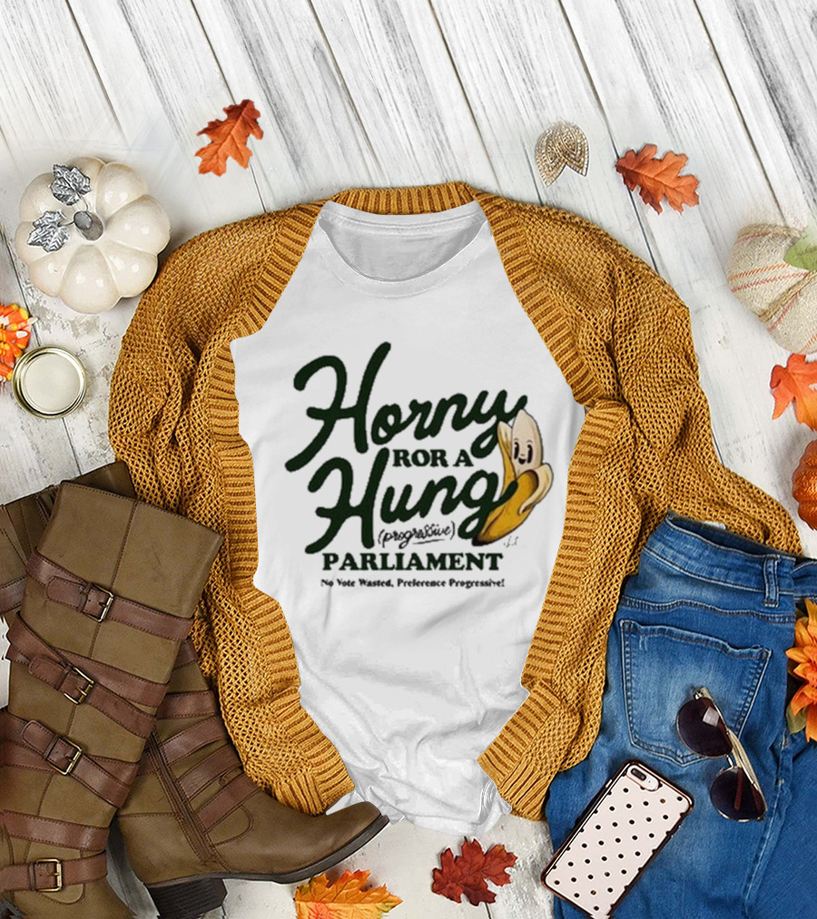 Horny For A Hung Parliament Banana Cartoon T-Shirt