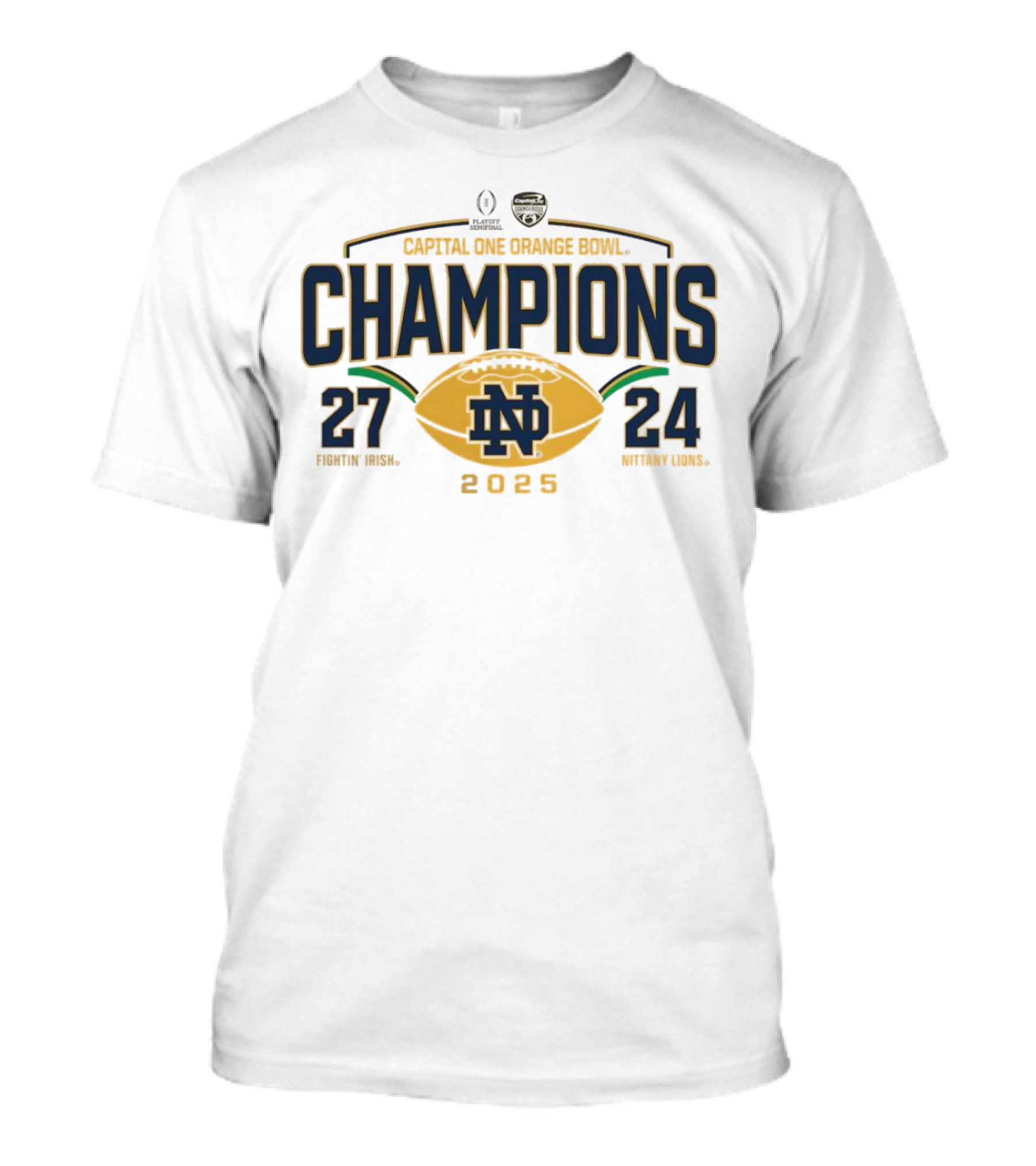 Notre Dame Fighting Irish 2025 Capital One Orange Bowl Champions 27-24 Score T-Shirt