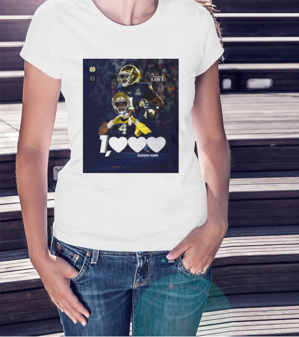 Notre Dame Fighting Irish Jeremiyah Love 1000 Rushing Yards T-Shirt